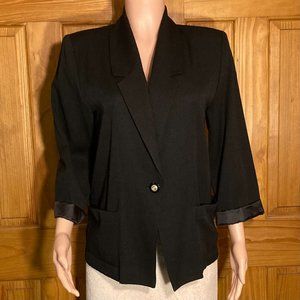 NWOT Jenny Buchanan Vintage 80s 90s Blazer Button Career Black Size 12P
